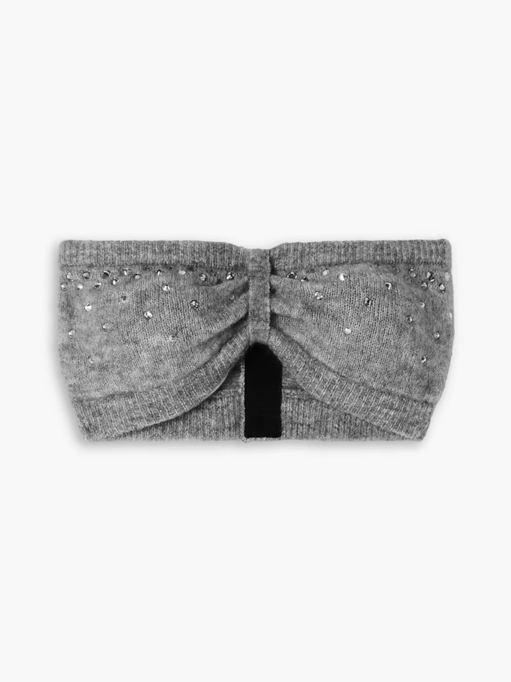 ALESSANDRA RICH Cropped crystal-embellished knitted top Gray IT 40 MSRP $955